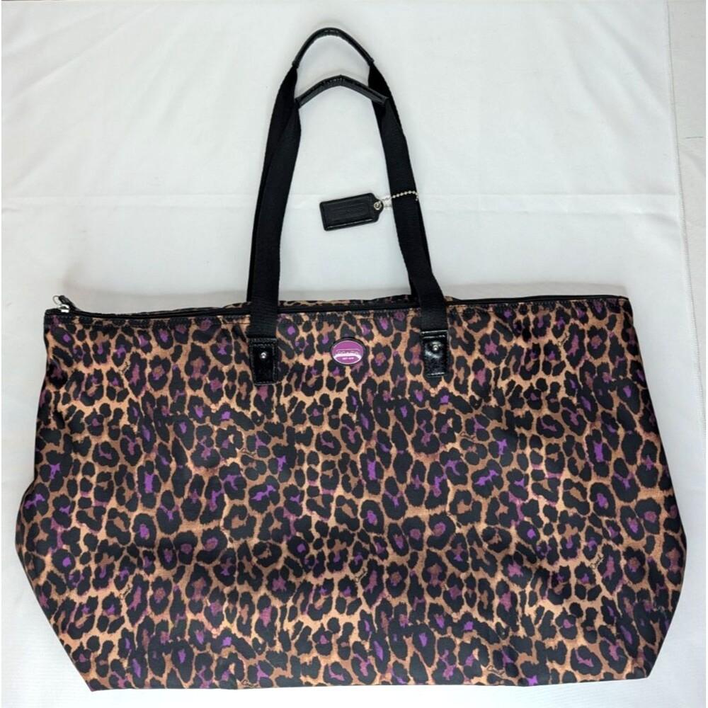 Coach Weekender Tote/Bag, Purple, Leopard Print, EUC